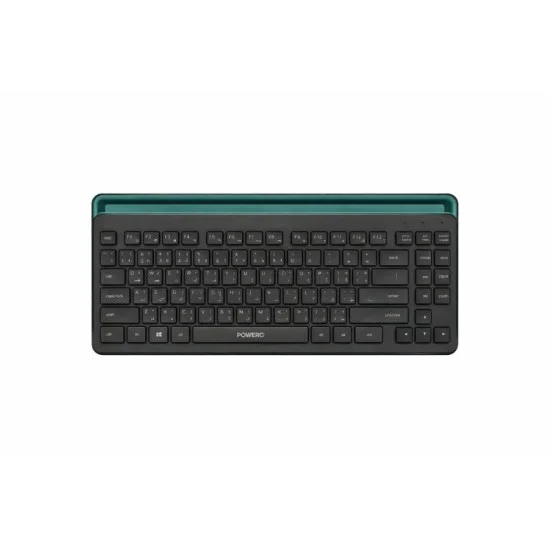 Powero+ ergonomic wireless dual mode keyboard with phone and tablet holder  _ black